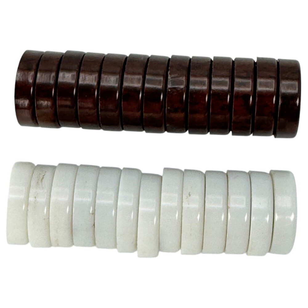 Magnetic Travel Backgammon Checkers Brown White 7 x 4 mm *Incomplete Set* PARTS